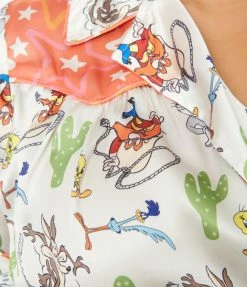 Looney Tunes X Unique Vintage Plus Size All Star Characters Wrap Crop Top