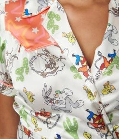 Looney Tunes X Unique Vintage All Star Characters Wrap Crop Top