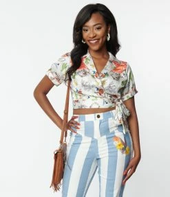 Looney Tunes X Unique Vintage All Star Characters Wrap Crop Top