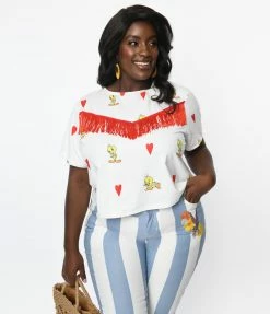 Looney Tunes X Unique Vintage Plus Size Tweety Love Crop Top