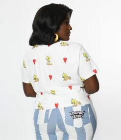 Looney Tunes X Unique Vintage Plus Size Tweety Love Crop Top