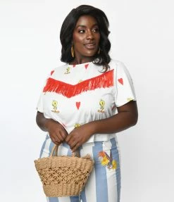Looney Tunes X Unique Vintage Plus Size Tweety Love Crop Top
