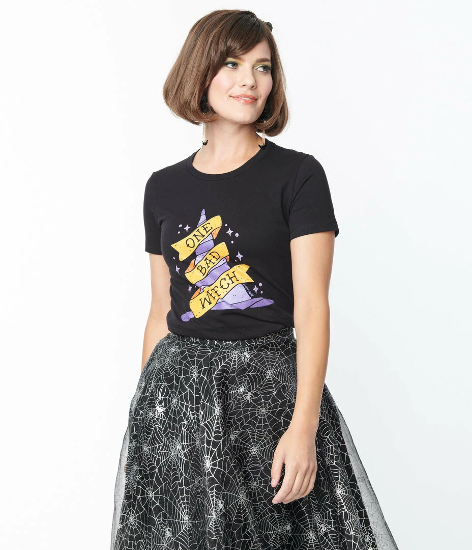 Threadless (Skinny Corp/Steven Rhodes) One Bad Witch Fitted Graphic Tee Sale