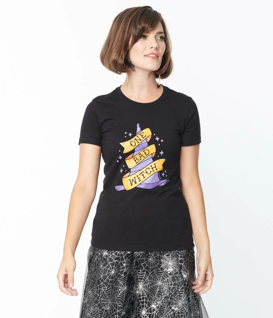 Threadless (Skinny Corp/Steven Rhodes) One Bad Witch Fitted Graphic Tee Sale