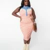 Looney Tunes X Unique Vintage Plus Size Red Gingham & Denim Wiggle Dress