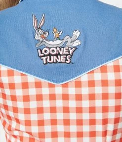 Looney Tunes X Unique Vintage Red Gingham & Denim Wiggle Dress