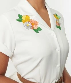 Looney Tunes X Unique Vintage White & Character Border Print Swing Dress