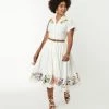 Looney Tunes X Unique Vintage White & Character Border Print Swing Dress
