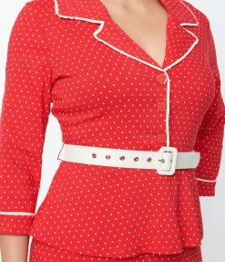 Unique Vintage Red & White Pin Dot Cooper Suit Dress
