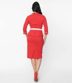 Unique Vintage Red & White Pin Dot Cooper Suit Dress