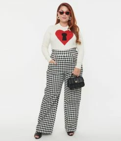 Unique Vintage Plus Size Black Gingham Ginger Pants