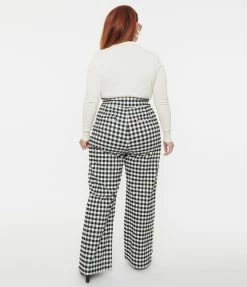 Unique Vintage Plus Size Black Gingham Ginger Pants