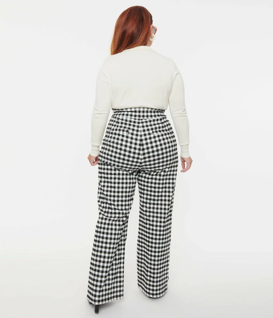 Unique Vintage Plus Size Black Gingham Ginger Pants