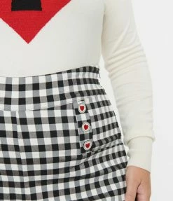 Unique Vintage Plus Size Black Gingham Ginger Pants