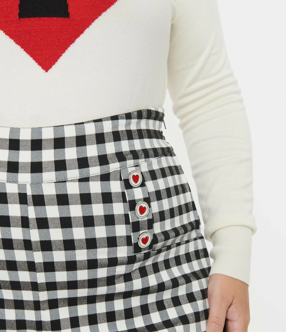 Unique Vintage Plus Size Black Gingham Ginger Pants