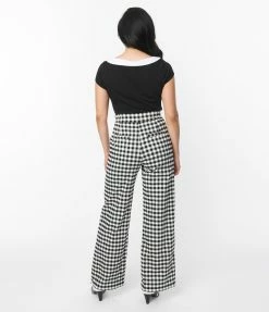 Unique Vintage Black Gingham Ginger Pants New Arrivals!