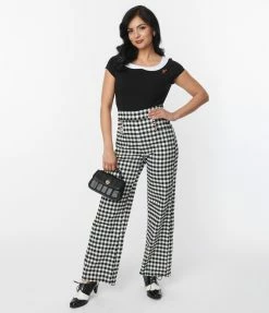 Unique Vintage Black Gingham Ginger Pants New Arrivals!