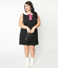 Smak Parlour Plus Size Black & Pink Heart Bow Mini Dress New Arrivals!