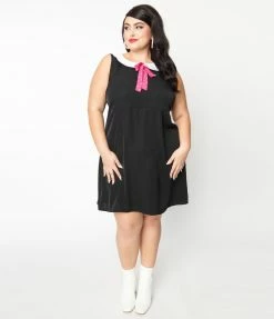Smak Parlour Plus Size Black & Pink Heart Bow Mini Dress New Arrivals!
