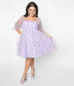 New Arrivals! Smak Parlour Plus Size Purple Confetti Hearts Love Interest Babydoll Dress