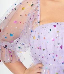 New Arrivals! Smak Parlour Plus Size Purple Confetti Hearts Love Interest Babydoll Dress