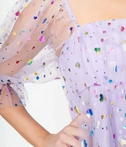 Smak Parlour Purple Confetti Hearts Love Interest Babydoll Dress