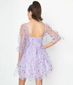 Smak Parlour Purple Confetti Hearts Love Interest Babydoll Dress