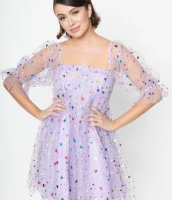 Smak Parlour Purple Confetti Hearts Love Interest Babydoll Dress