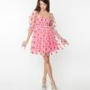 Smak Parlour Pink & Red Glitter Hearts Love Interest Babydoll Dress