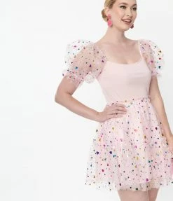 Smak Parlour Pink & Confetti Heart Sleeve Googly Eyes Top New Arrivals!