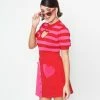 Smak Parlour Red & Pink Stripe Keyhole Heart Sweater Clothing