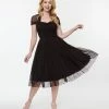Unique Vintage Black & Red Hearts Garden State Swing Dress Clothing