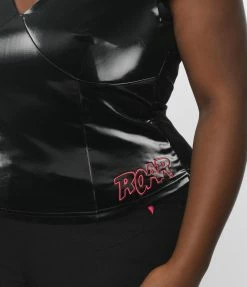 New Arrivals! Betty & Veronica X Unique Vintage Plus Size Black Vegan Leather Violet Top