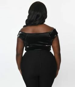 New Arrivals! Betty & Veronica X Unique Vintage Plus Size Black Vegan Leather Violet Top
