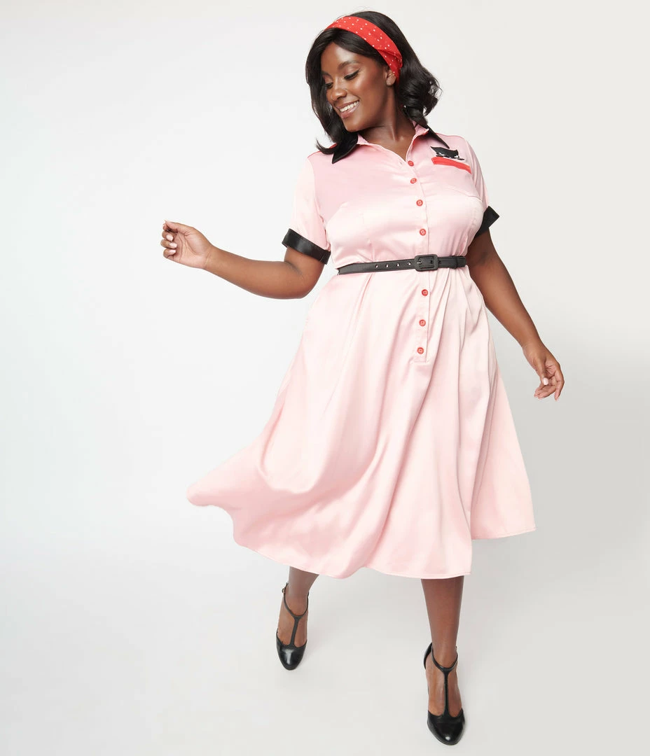 New Arrivals! Emily The Strange X Unique Vintage Plus Size Bad Kitten Club Diner Dress