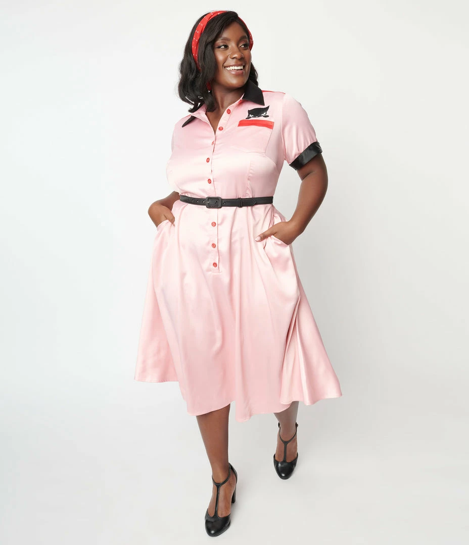 New Arrivals! Emily The Strange X Unique Vintage Plus Size Bad Kitten Club Diner Dress