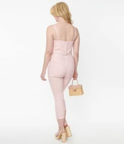 Clothing Unique Vintage Pink & White Gingham Marcel Jumpsuit