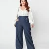 Clothing Unique Vintage Plus Size Heart Buttoned Denim High Waist Ginger Jeans