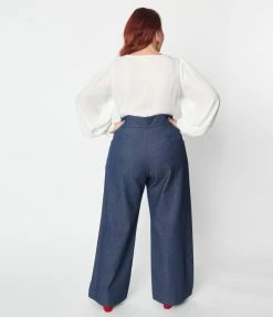 Clothing Unique Vintage Plus Size Heart Buttoned Denim High Waist Ginger Jeans