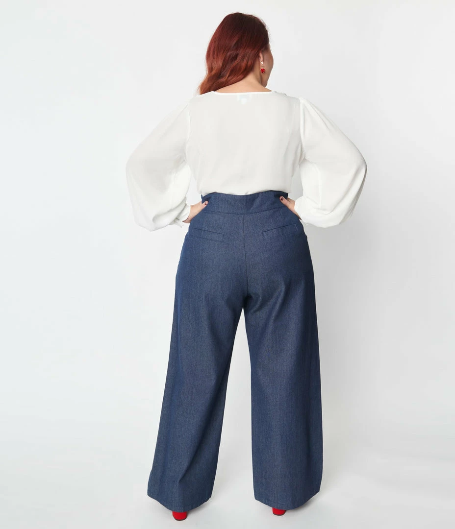 Clothing Unique Vintage Plus Size Heart Buttoned Denim High Waist Ginger Jeans