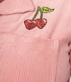 Unique Vintage Plus Size Pink Corduroy Trixie Jumpsuit