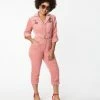 Unique Vintage Pink Corduroy Trixie Jumpsuit Clothing
