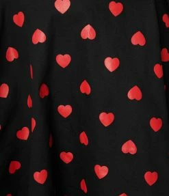 New Arrivals! Unique Vintage Plus Size Black & Red Hearts Brionne Pinafore Skirt
