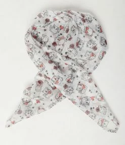 Unique Vintage White & Lovable Cats Print Hair Scarf New Arrivals!