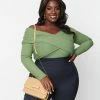 Unique Vintage Plus Size Green Textured Knit Saturday Night Bodysuit