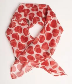 Unique Vintage Red Heart Print Hair Scarf