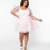 Smak Parlour Plus Size Pink Confetti Heart Tulle Mini Skirt