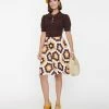 Smak Parlour Brown & Honeycomb Quilt Print Flare Dress