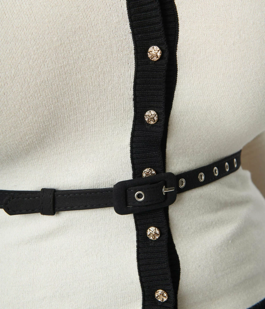 Unique Vintage Plus Size Cream & Cowgirl Belted Cardigan Clothing