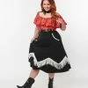 Unique Vintage Plus Size Black & Red Bandana Print Swing Dress